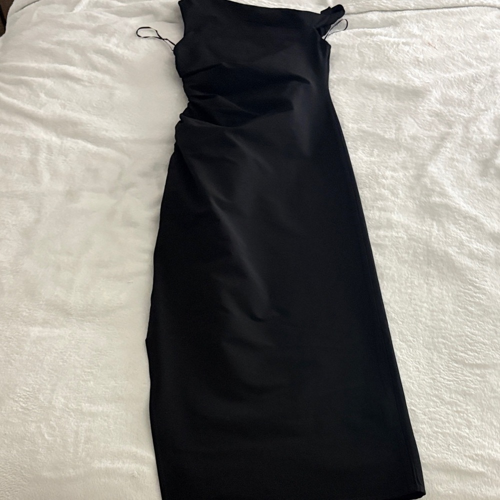Mango Elegant One Shoulder Black Dress